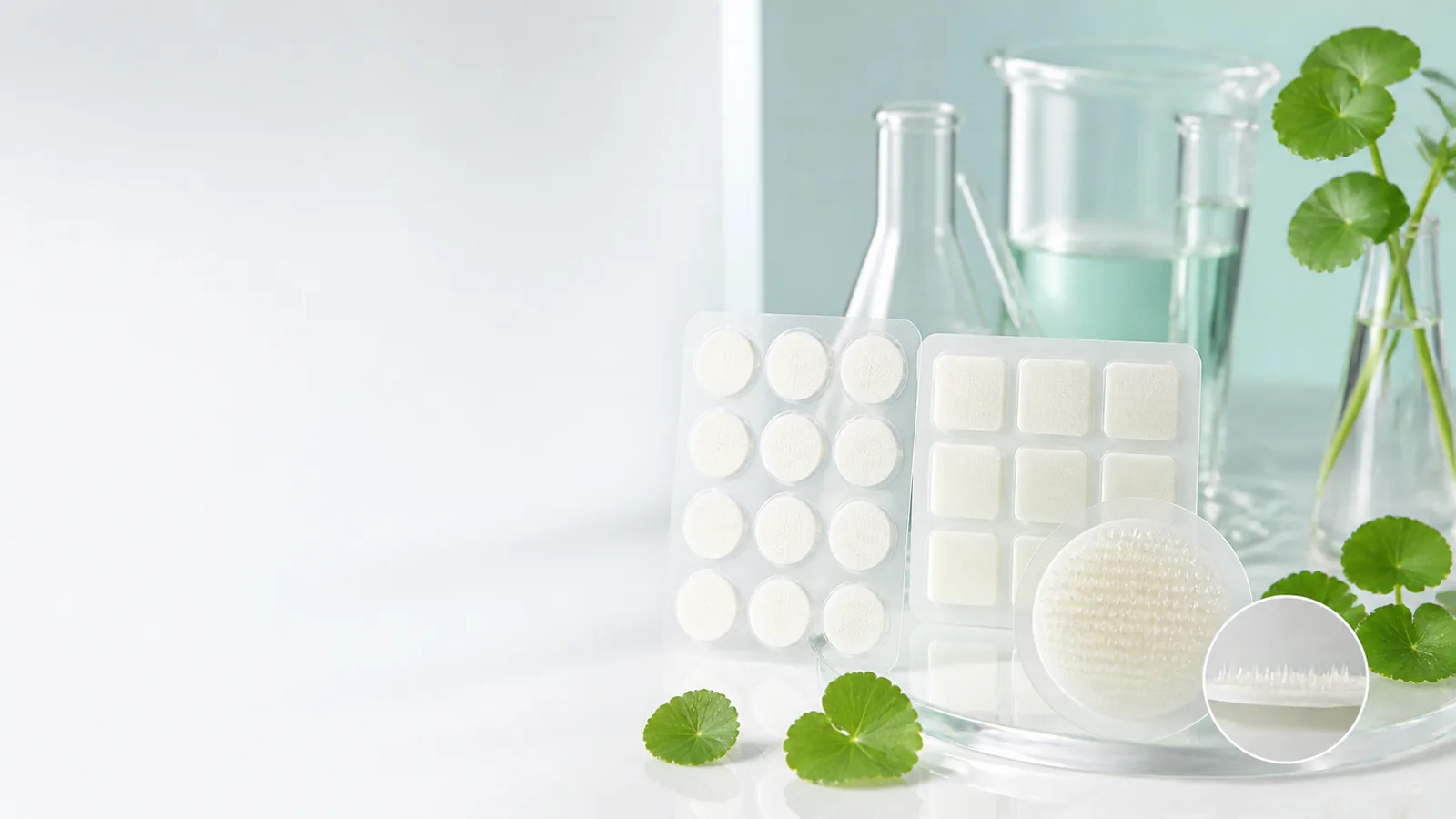 Round and square cosmetic microneedle spot patch formats