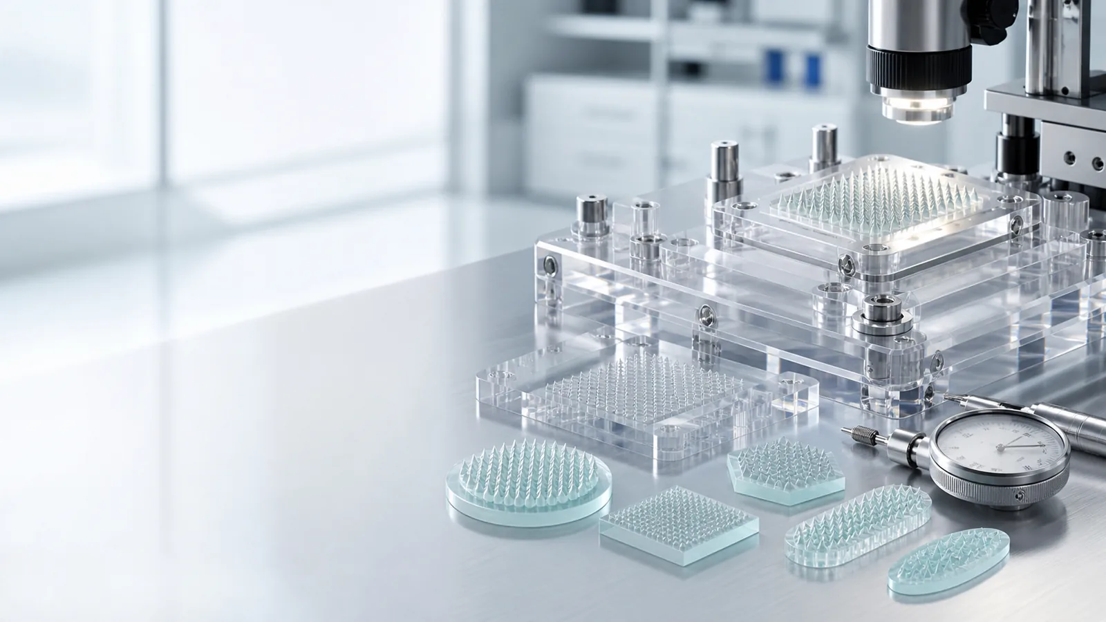 Precision custom cosmetic microneedle mold engineering and inspection