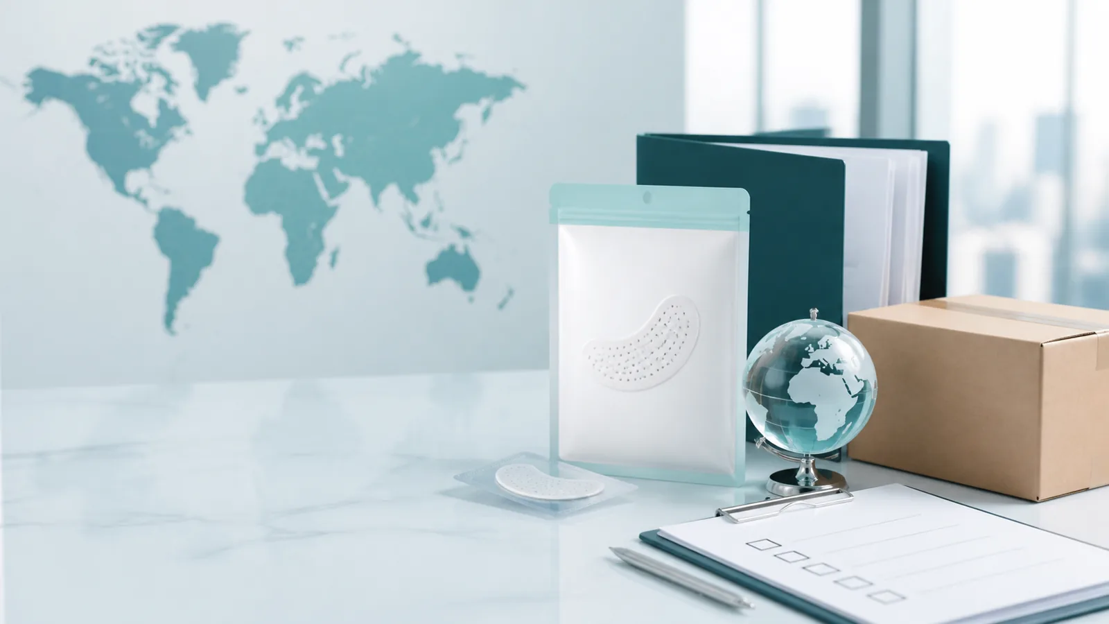 Global cosmetic microneedle patch procurement and documentation concept
