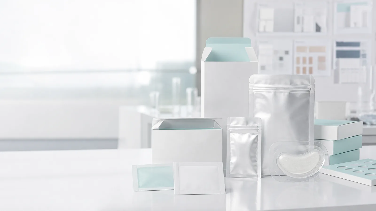 Unbranded private label microneedle patch pouches and cartons