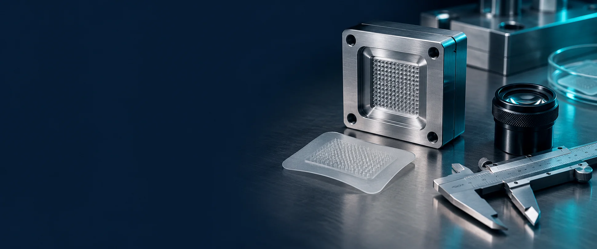 Precision microneedle mold insert with a patch prototype and optical inspection tools