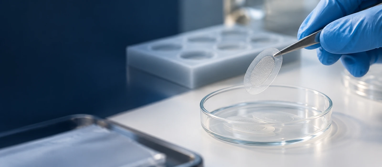 Dissolvable cosmetic microneedle patch array in a clean formulation laboratory